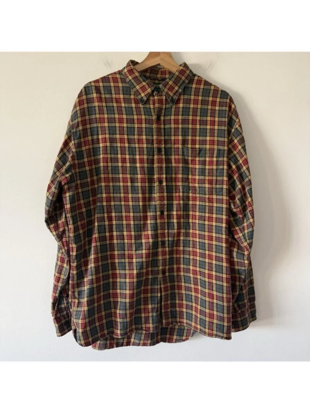 VTG J Crew Long Sleeve Shirt Mens Sz Large Oarsman Plaid Button Down 100% Cotton